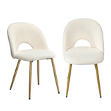 Oikiture 2PCS Dining Chairs Armchair Sherpa Golden White - Close-Up Angle