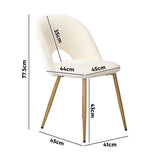Oikiture 2PCS Dining Chairs Armchair Sherpa Golden White