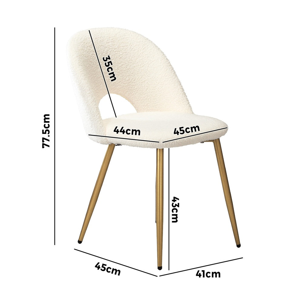 Oikiture 2PCS Dining Chairs Armchair Sherpa Golden White