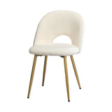 Oikiture 2PCS Dining Chairs Armchair Sherpa Golden White