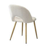 Oikiture 2PCS Dining Chairs Armchair Sherpa Golden White
