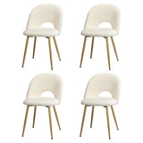Oikiture 4PCS Dining Chairs Armchair Sherpa Golden White - 45-Degree Angle