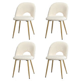 Oikiture 4PCS Dining Chairs Armchair Sherpa Golden White