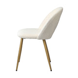 Oikiture 4PCS Dining Chairs Armchair Sherpa Golden White - Front View