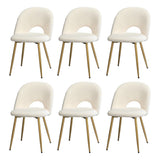 Oikiture 6PCS Dining Chairs Armchair Sherpa Golden White