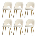 Oikiture 6PCS Dining Chairs Armchair Sherpa Golden White