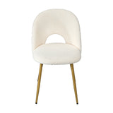 Oikiture 6PCS Dining Chairs Armchair Sherpa Golden White - Front View