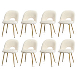 Oikiture 8PCS Dining Chairs Armchair Sherpa Golden White