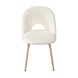 Oikiture 2PCS Dining Chairs Armchair Sherpa Wooden White