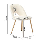 Oikiture 2PCS Dining Chairs Armchair Sherpa Wooden White - 45-Degree Angle