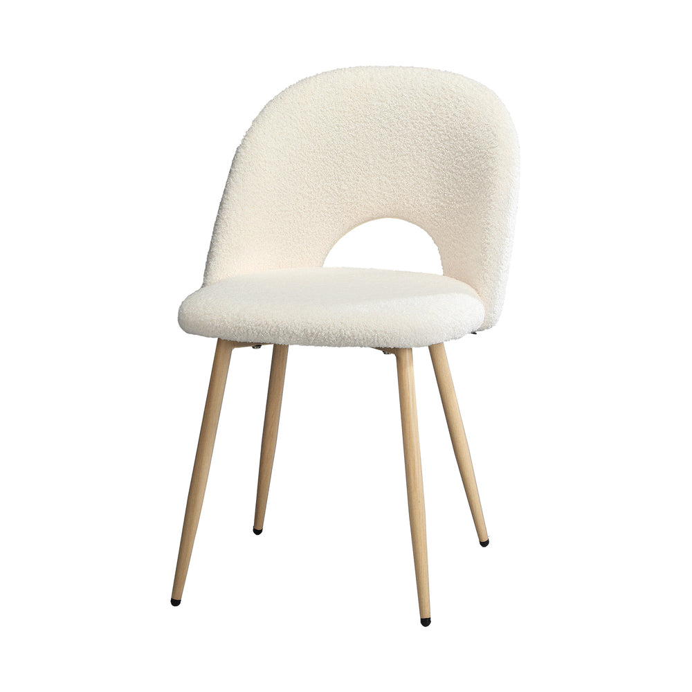 Oikiture 2PCS Dining Chairs Armchair Sherpa Wooden White