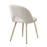 Oikiture 2PCS Dining Chairs Armchair Sherpa Wooden White - Side View