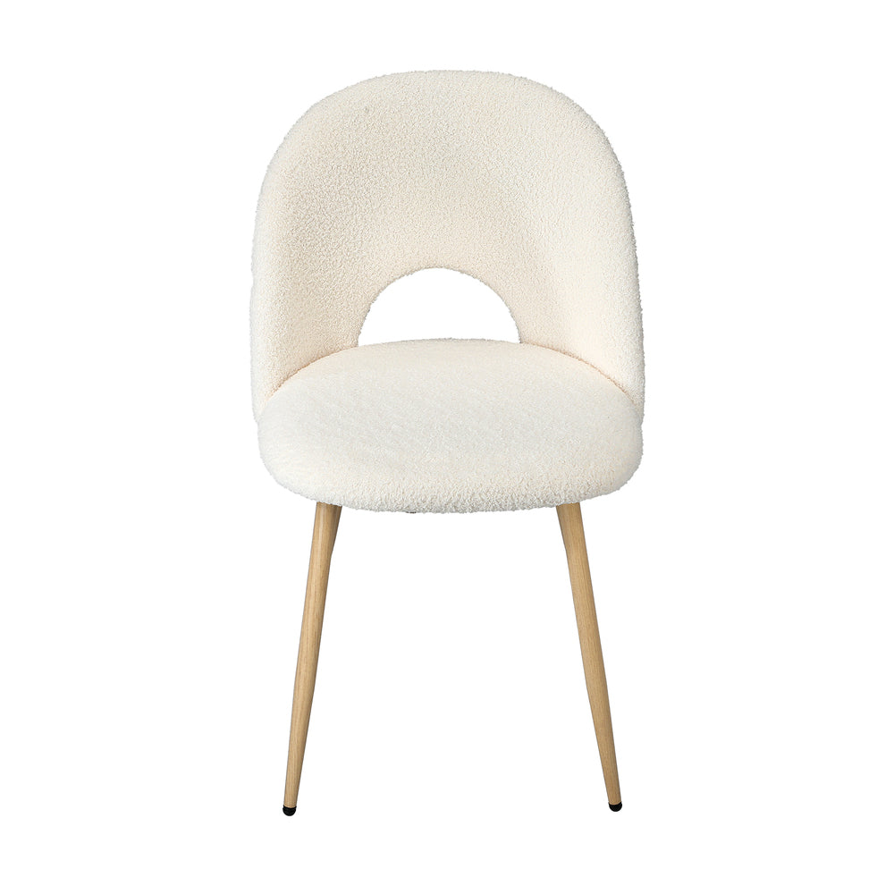 Oikiture 4PCS Dining Chairs Armchair Sherpa Wooden White
