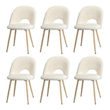 Oikiture 6PCS Dining Chairs Armchair Sherpa Wooden White - 45-Degree Angle