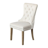 Oikiture Velvet Dining Chair with French Tufted X2 Beige