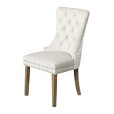 Oikiture Velvet Dining Chair with French Tufted X2 Beige - Front View