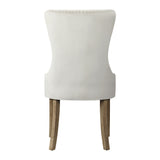 Oikiture Velvet Dining Chair with French Tufted X2 Beige - Rear View