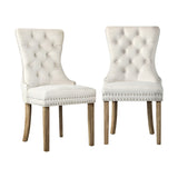 Oikiture 4x Velvet Dining Chairs French Provincial Tufted Beige