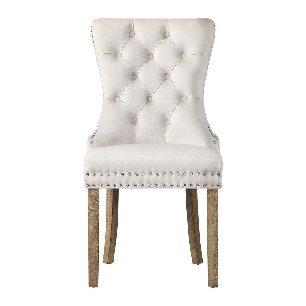 Oikiture 4x Velvet Dining Chairs French Provincial Tufted Beige