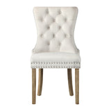 Oikiture 4x Velvet Dining Chairs French Provincial Tufted Beige