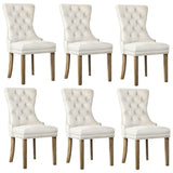Oikiture 6x Velvet Dining Chairs French Provincial Tufted Beige