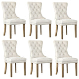Oikiture 6x Velvet Dining Chairs French Provincial Tufted Beige