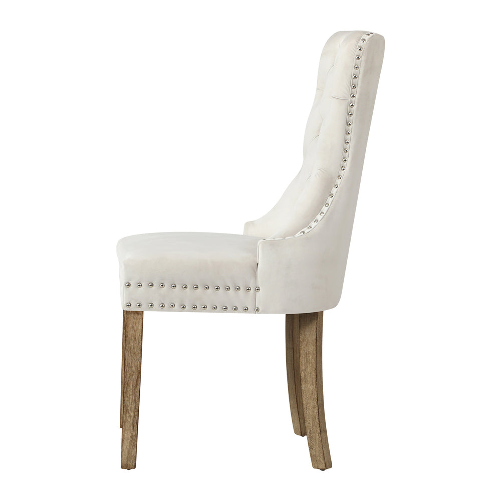 Oikiture 6x Velvet Dining Chairs French Provincial Tufted Beige