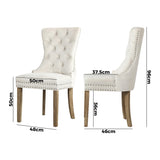 Oikiture 8x Velvet Dining Chairs French Provincial Tufted Beige - Top-Down View