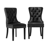 Oikiture 2x Dining Chairs French Provincial Tufted PU Leather Black