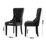Oikiture 2x Dining Chairs French Provincial Tufted PU Leather Black
