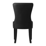 Oikiture 2x Dining Chairs French Provincial Tufted PU Leather Black - Rear View