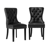 Oikiture 8x Dining Chairs French Provincial Tufted PU Leather Black - Top-Down View