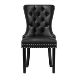 Oikiture 8x Dining Chairs French Provincial Tufted PU Leather Black - Front View