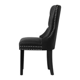 Oikiture 8x Dining Chairs French Provincial Tufted PU Leather Black - 45-Degree Angle