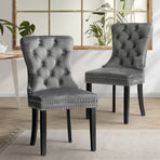 Oikiture Velvet Dining Chair with French Tufted X2 Grey, image 4