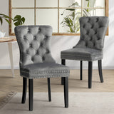 Oikiture Velvet Dining Chair with French Tufted X2 Grey - Top-Down View