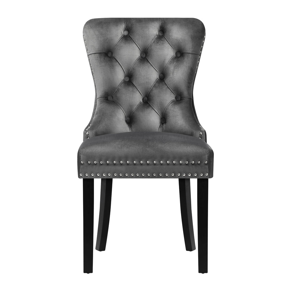 Oikiture Velvet Dining Chair with French Tufted X2 Grey