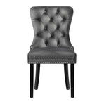 Oikiture Velvet Dining Chair with French Tufted X2 Grey, image 6