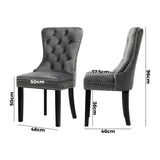 Oikiture Velvet Dining Chair with French Tufted X2 Grey - 45-Degree Angle