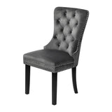 Oikiture Velvet Dining Chair with French Tufted X2 Grey