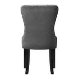 Oikiture Velvet Dining Chair with French Tufted X2 Grey - Side View