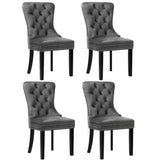 Oikiture 4x Velvet Dining Chairs French Provincial Tufted Grey
