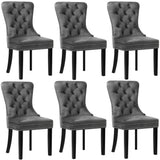 Oikiture 6x Velvet Dining Chairs French Provincial Tufted Grey