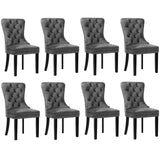 Oikiture 8x Velvet Dining Chairs French Provincial Tufted Grey