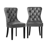 Oikiture 8x Velvet Dining Chairs French Provincial Tufted Grey