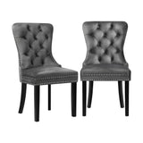 Oikiture 8x Velvet Dining Chairs French Provincial Tufted Grey - Top-Down View