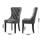 Oikiture 8x Velvet Dining Chairs French Provincial Tufted Grey - Side View