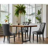 Oikiture 8x Velvet Dining Chairs French Provincial Tufted Grey - 45-Degree Angle