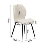 Oikiture Set of 2 Dining Chairs Padded Seat Armless Boucle White