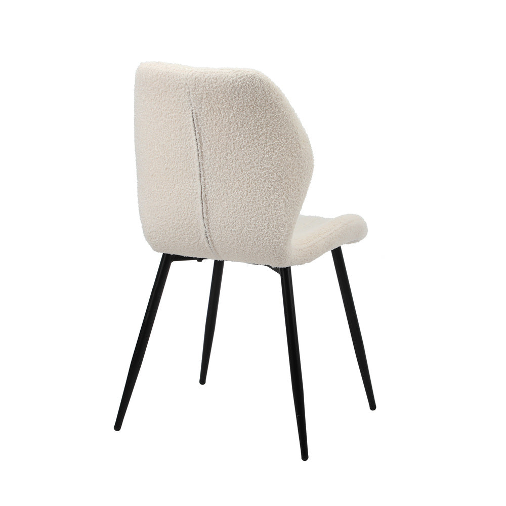 Oikiture Set of 2 Dining Chairs Padded Seat Armless Boucle White